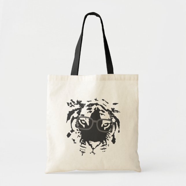 Hipster-Tiger mit den Gläsern, schwarz Tragetasche (Vorne)