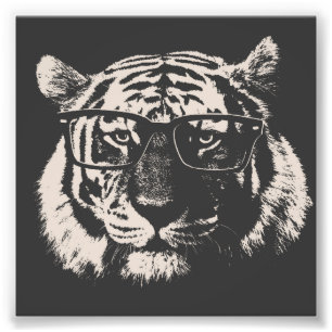 Hipster-Tiger mit Gläsern Fotodruck