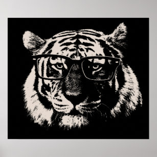 Hipster Tiger With Glasses Poster