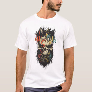 Hipster-Totenkopf Bartvogel Crane Skull Logo T-Shirt