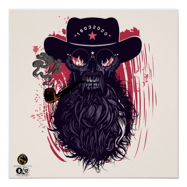 Hipster-Totenkopf Skulls-Cowboy Poster (Vorderseite)