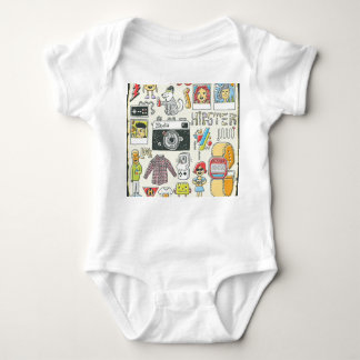 Hipster-Wange: handgezeichnet Doodle-Set Baby Strampler
