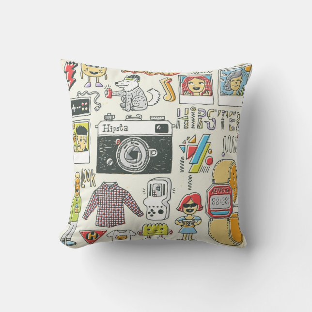 Hipster-Wange: handgezeichnet Doodle-Set Kissen (Vorderseite)