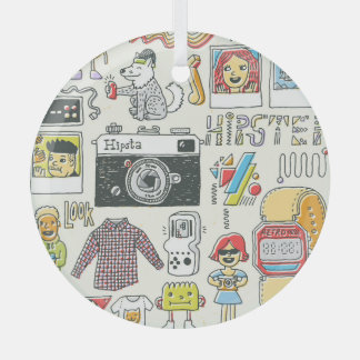 Hipster-Wange: handgezeichnet Doodle-Set Ornament Aus Glas