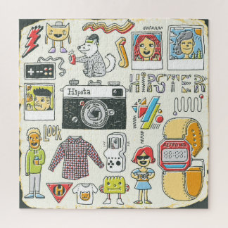 Hipster-Wange: handgezeichnet Doodle-Set Puzzle