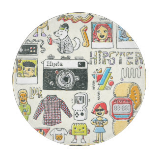 Hipster-Wange: handgezeichnet Doodle-Set Schneidebrett