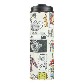 Hipster-Wange: handgezeichnet Doodle-Set Thermosbecher