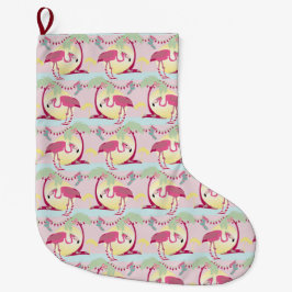 Hipster Weihnachten Flamingo Palm Holiday Szene Großer Weihnachtsstrumpf