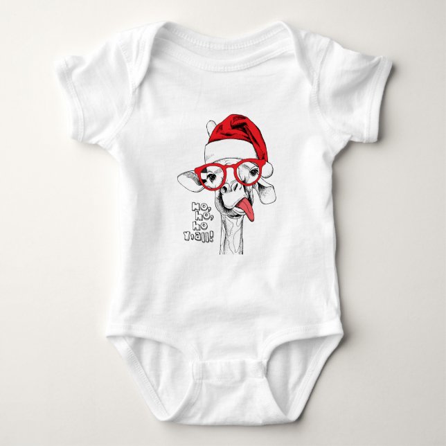 Hipster Weihnachts-Giraffe | Urlaub Baby Strampler (Vorderseite)
