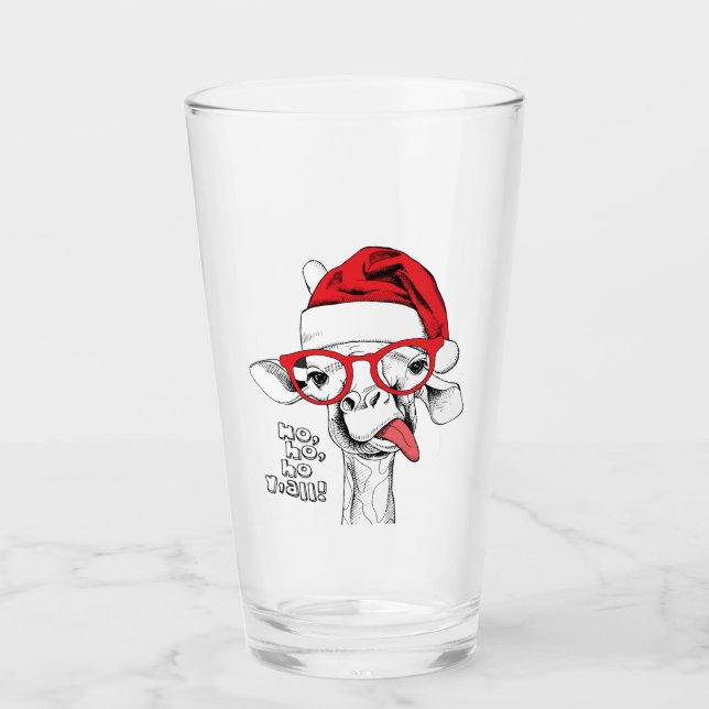 Hipster Weihnachts-Giraffe | Urlaub Glas (Vorderseite)