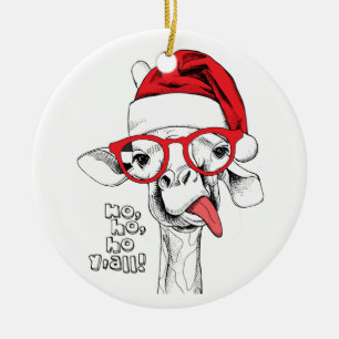 Hipster Weihnachts-Giraffe   Urlaub Keramik Ornament