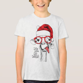 Hipster Weihnachts-Giraffe | Urlaub Tri-Blend Shirt
