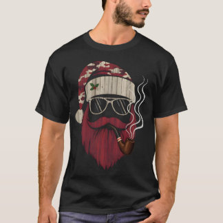 Hipster-Weihnachtsmann raucht Pfeife T-Shirt