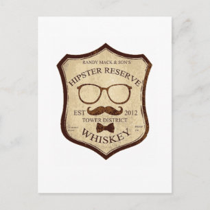 Hipster-Whiskey-Logo Postkarte