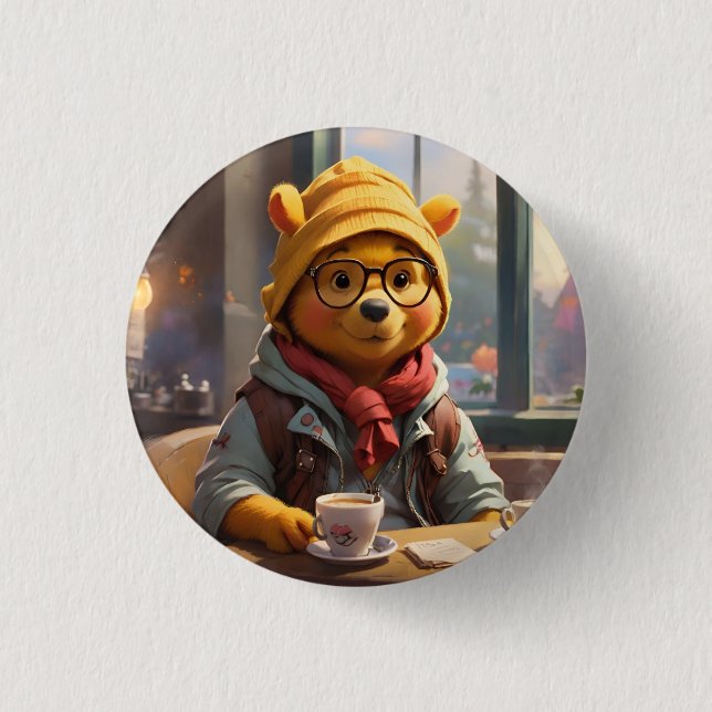 Hipster Winnie the Pooh 1 Button (Vorderseite)