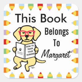 Hipster Yellow Labrador Puppy Quadratischer Aufkleber