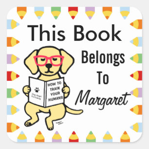 Hipster Yellow Labrador Puppy Quadratischer Aufkleber