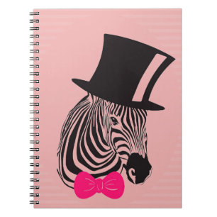 Hipster Zebra mit Top-Hut und Bow-Krawatte Notizblock