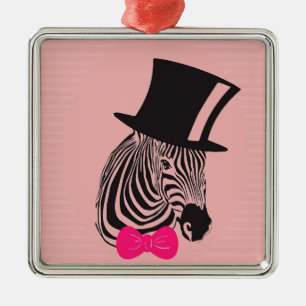 Hipster Zebra mit Top-Hut und Bow-Krawatte Ornament Aus Metall