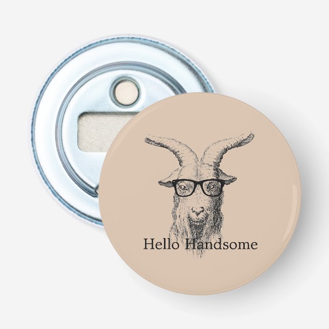 Hipster-Ziege mit Brille Flaschenöffner (Vorderseite)