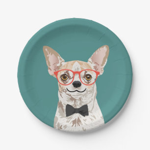 Hipsterchihuahua-Papierplatten-Party Pappteller