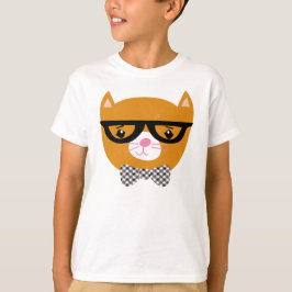 Hipsterkatzen-Shirt mit Gläsern und Bogen-Krawatte T-Shirt