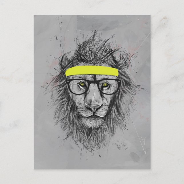 Hipsterlöwe Postkarte (Vorderseite)