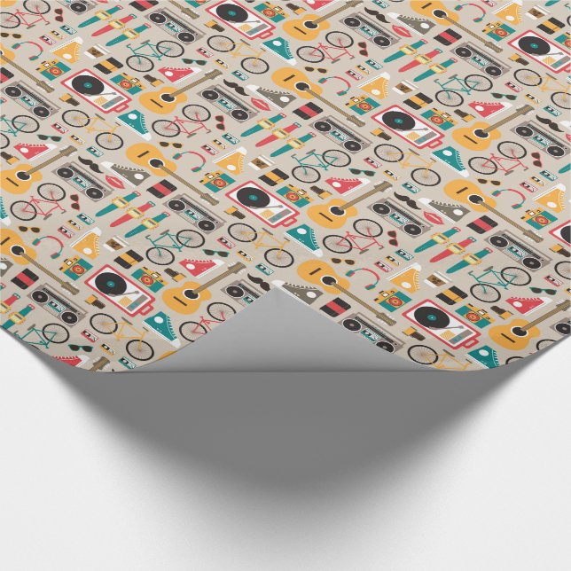 Hipsterrific Hipster-Sache-Muster (Cinereous) Geschenkpapier (Ecke)
