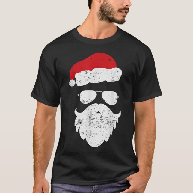 Hipsters Santa Beard Aviator Sonnenbrille Xmas Chr T-Shirt (Vorderseite)