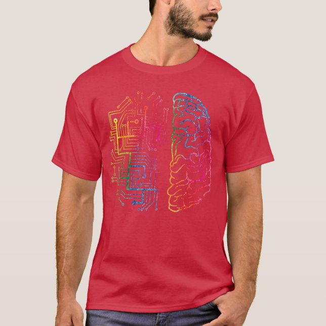 Hirn-Chip-Informatik Künstliche Intelligenz T-Shirt (Vorderseite)