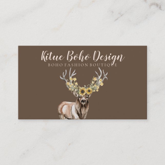 Hirn Horn Antler Brown Blush Pink Visitenkarte (Vorderseite)