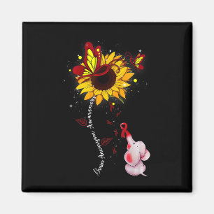Hirnaneurysma-Bewusstsein Sonnenblumen-Elefanten-M Magnet