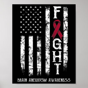 Hirnaneurysma-Krieger US-Flagge Poster