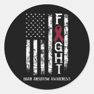 Hirnaneurysma-Krieger US-Flagge  Runder Aufkleber