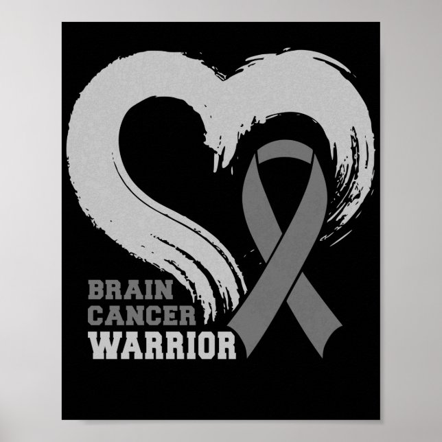 Hirnkrebs-Krieger Hirntumor Gray Ribbon Poster (Vorne)