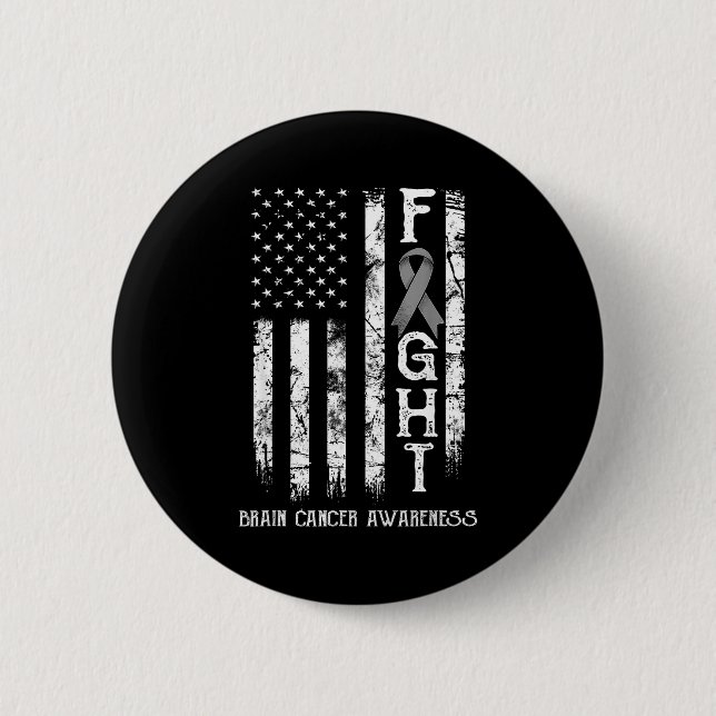 Hirnkrebs Krieger Us Flag Überlebender Design Button (Vorderseite)