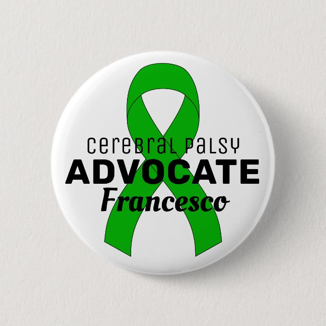 Hirnpalsy-Advocate-Ribbon-Weiße Taste Button (Vorderseite)