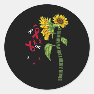 Hirntumor-Aneurysma-Bewusstseins-Sonnenblumen-Oper Runder Aufkleber