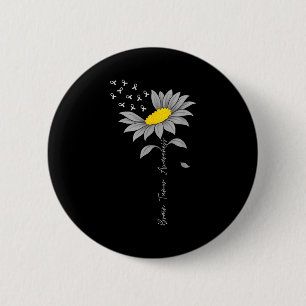 Hirntumor-Bewusstsein Sonnenblume graues Band Gehi Button