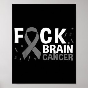 Hirntumor Krebs Graue Schleife Poster