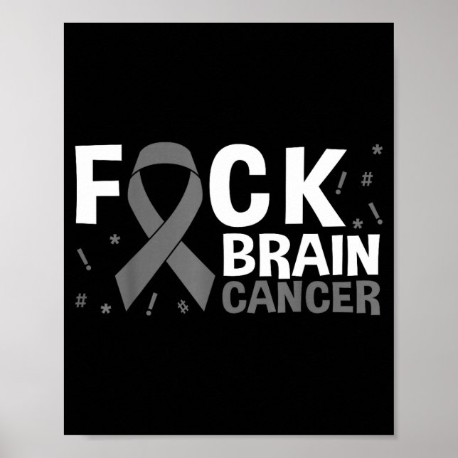 Hirntumor Krebs Graue Schleife Poster (Vorne)