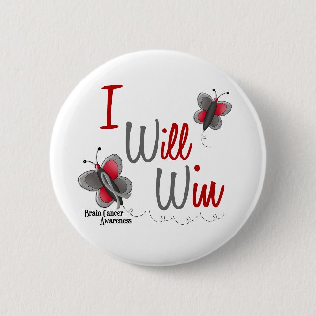 Hirntumor-Schmetterling, 2, die ich gewinne Button (Vorderseite)