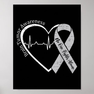 Hirntumorbewusstsein Herz Grau Ribbon Männer Fraue Poster