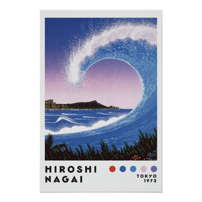 Hiroshi Nagai Inspirred Ocean Wave Retro Art Print Poster (Vorderseite)