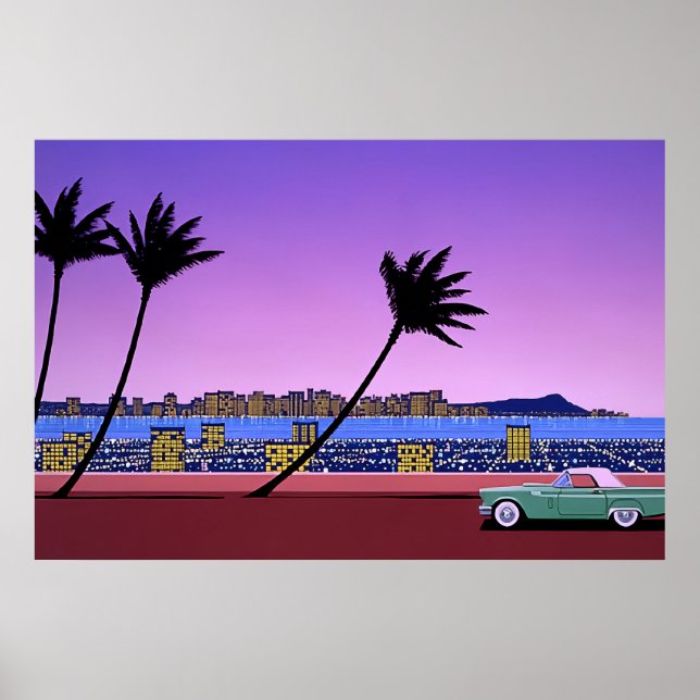 Hiroshi nagai Kunstmalereien Stadt Pop und Flugzeu Poster (Vorne)
