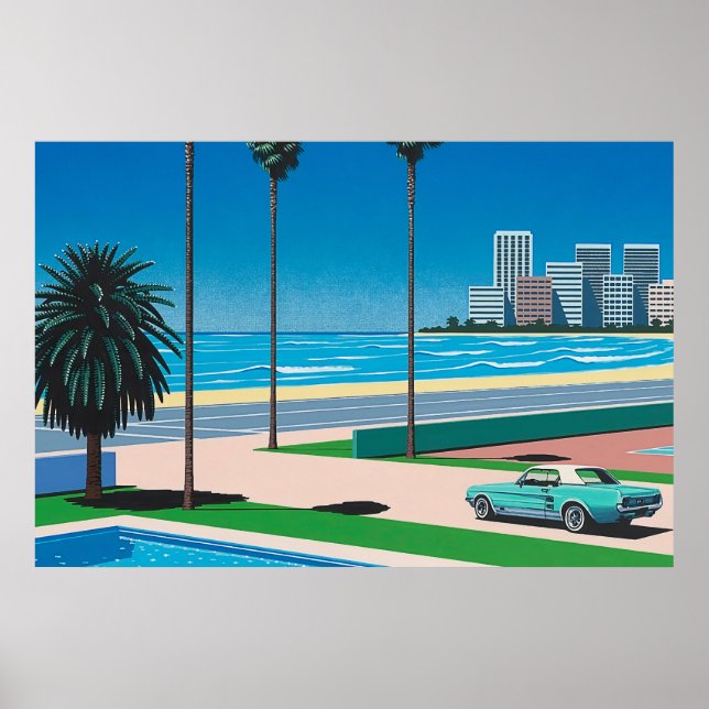 Hiroshi nagai Kunstmalereien Stadt Pop und Flugzeu Poster (Vorne)