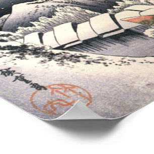 Hiroshige, Abend Snow in Kanbara Dorf Poster