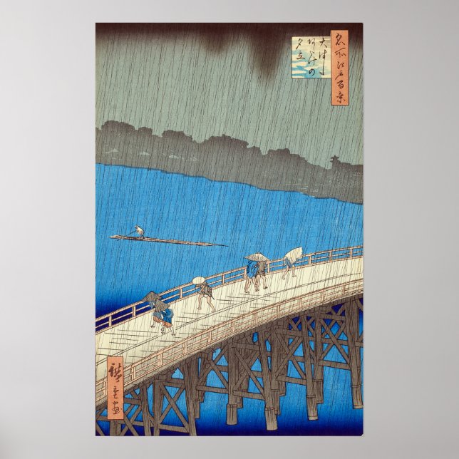 Hiroshige - Ando Downpour bei Ohashi Bridge Poster (Vorne)