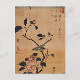 Hiroshige: Camellia und Bush Warbler Postkarte