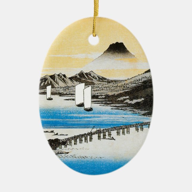 Hiroshige der Fujisan japanisches Keramikornament (Vorne)